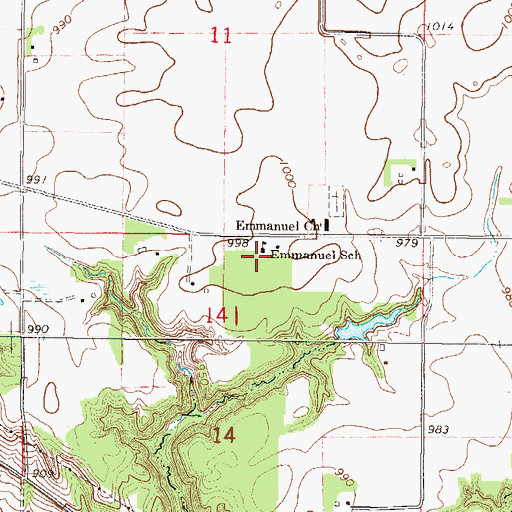 Topographic Map of Emmanuel School, MN
