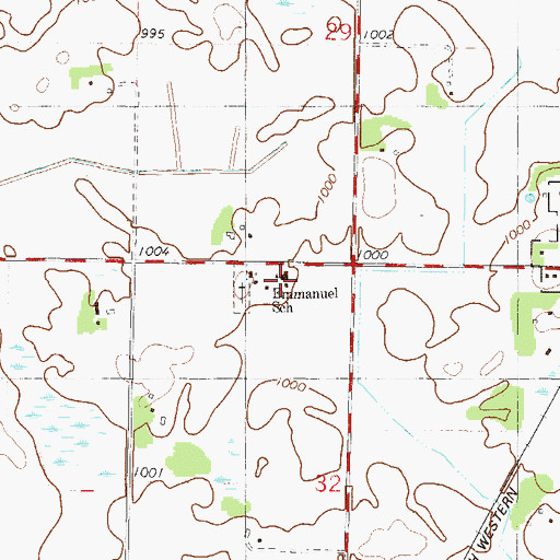 Topographic Map of Emanuel Lutheran School, MN