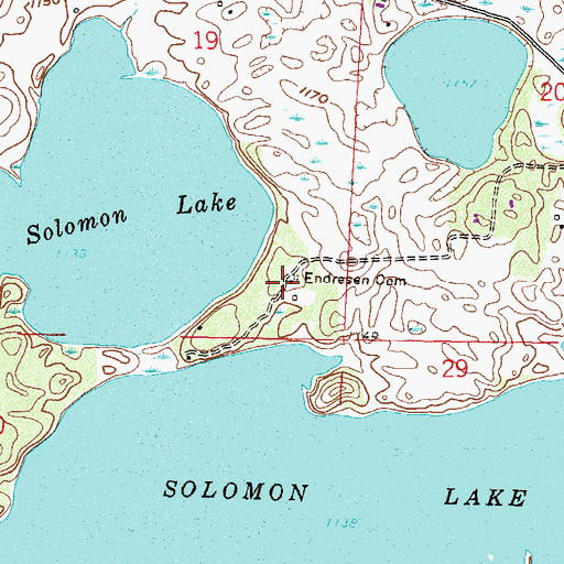 Topographic Map of Endresen Cemetery, MN