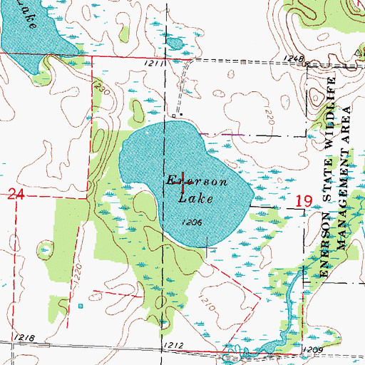 Topographic Map of Enerson Lake, MN