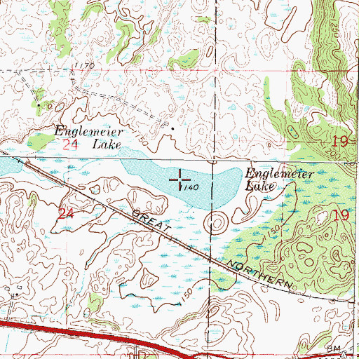 Topographic Map of Englemeier Lake, MN