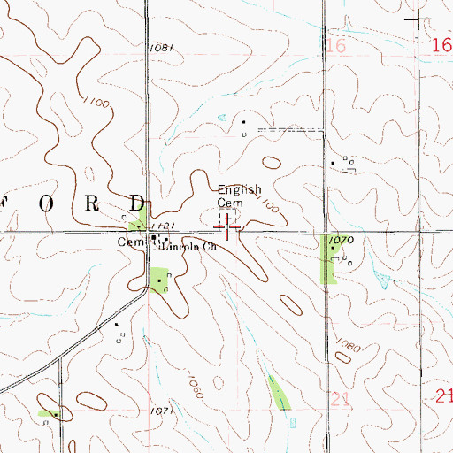 Topographic Map of English Cemetery, MN