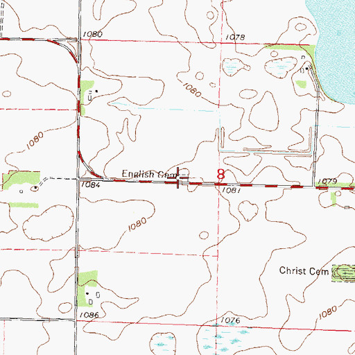 Topographic Map of English Cemetery, MN