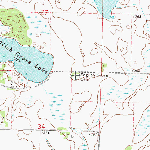 Topographic Map of English Grove Cemetery, MN
