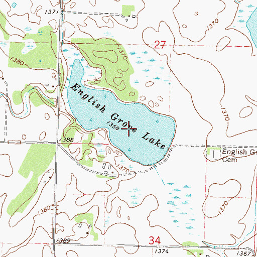 Topographic Map of English Grove Lake, MN