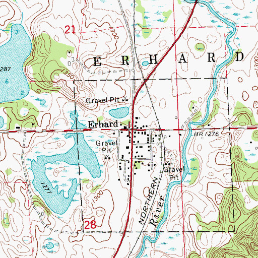 Topographic Map of Erhard, MN