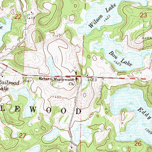 Topographic Map of Erhard-Maplewood Church, MN
