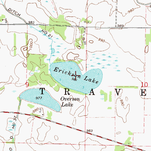 Topographic Map of Erickson Lake, MN