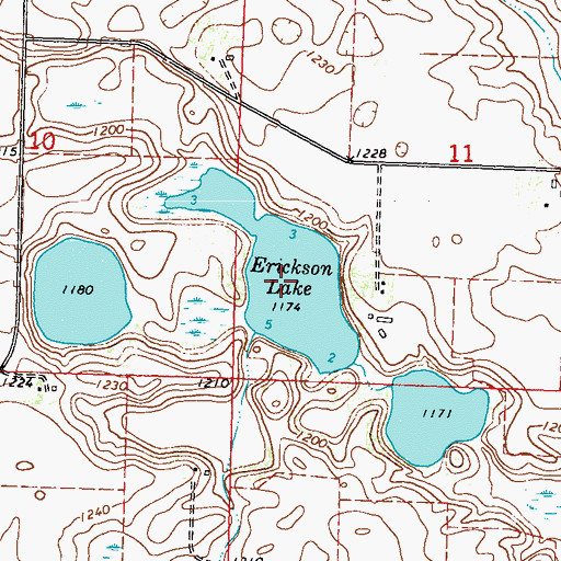 Topographic Map of Erickson Lake, MN