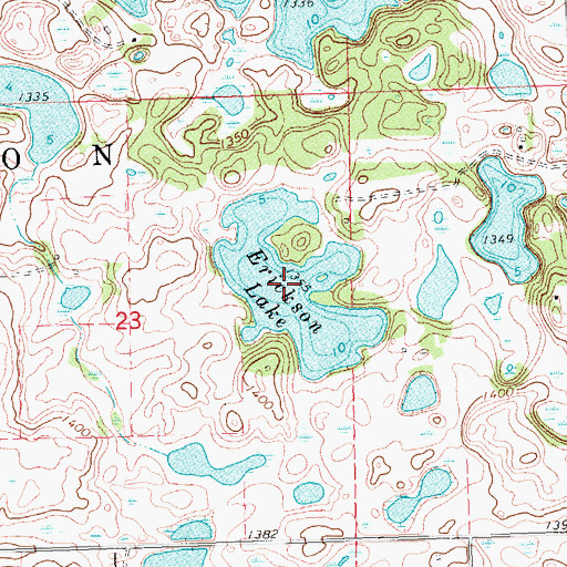 Topographic Map of Erickson Lake, MN