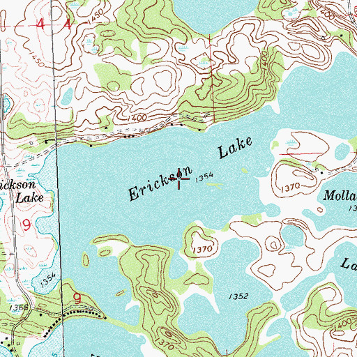 Topographic Map of Erickson Lake, MN