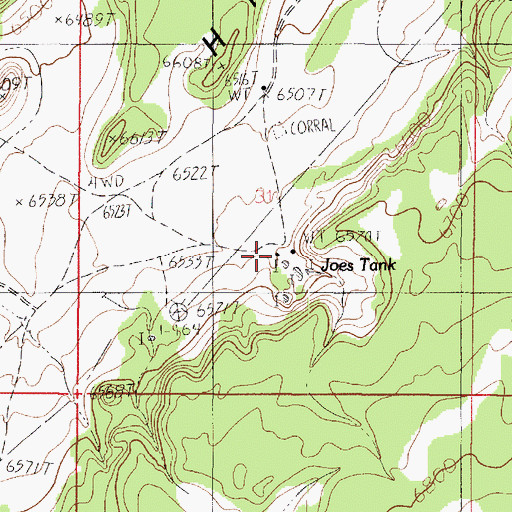 Topographic Map of Joes Ranch, AZ