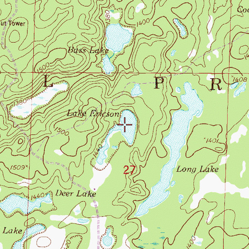 Topographic Map of Lake Ericson, MN