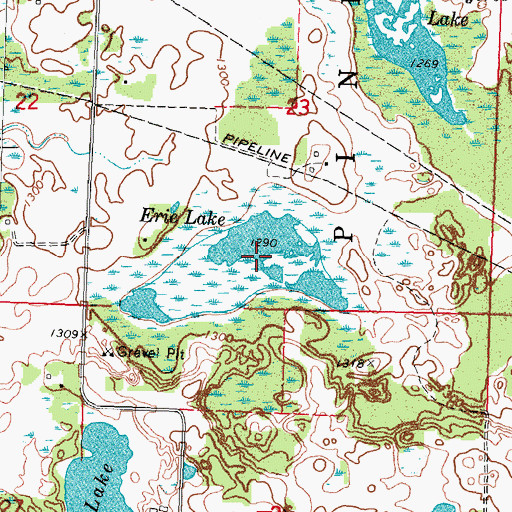 Topographic Map of Erie Lake, MN