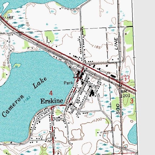 Topographic Map of Erskine, MN