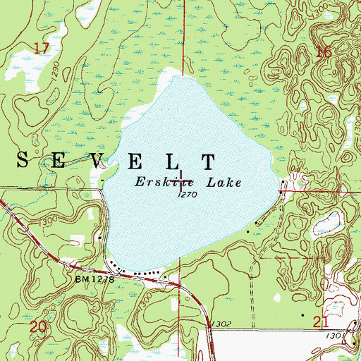 Topographic Map of Erskine Lake, MN
