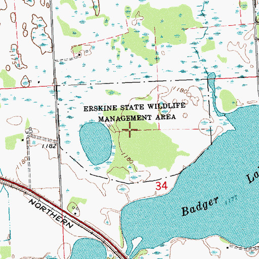 Topographic Map of Erskine State Wildlife Management Area, MN
