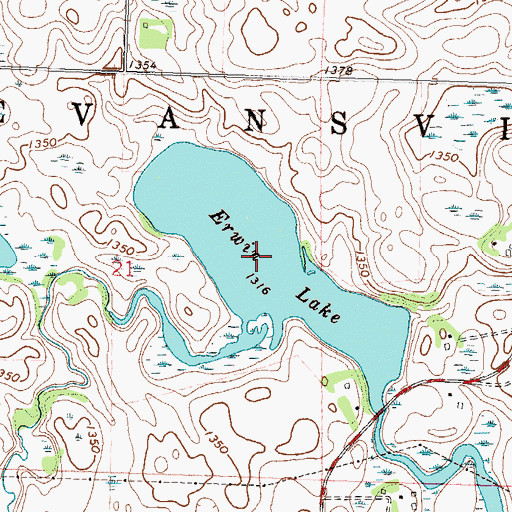 Topographic Map of Erwin Lake, MN