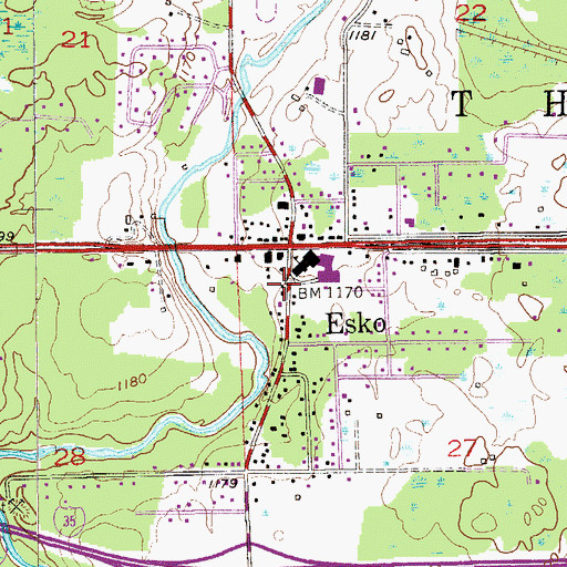 Topographic Map of Esko, MN