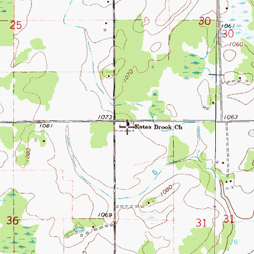 Topographic Map of Estes Brook Church, MN