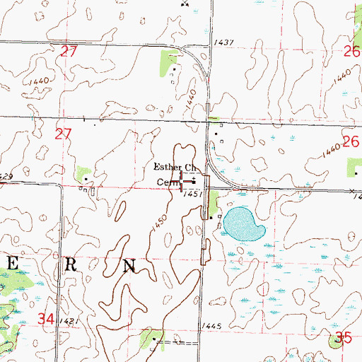Topographic Map of Esther Church, MN