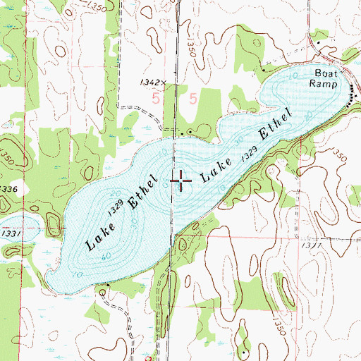 Topographic Map of Lake Ethel, MN