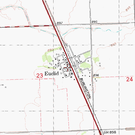 Topographic Map of Euclid, MN