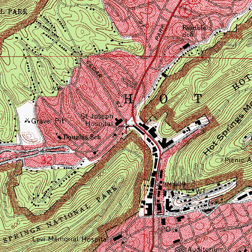 Topographic Map of Park Place Baptist Church, AR