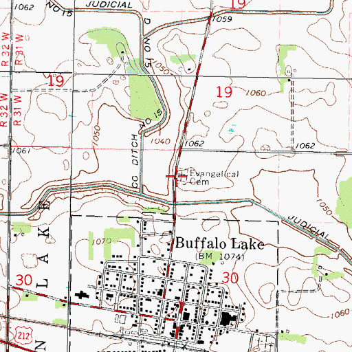 Topographic Map of Evangelical Cemetery, MN