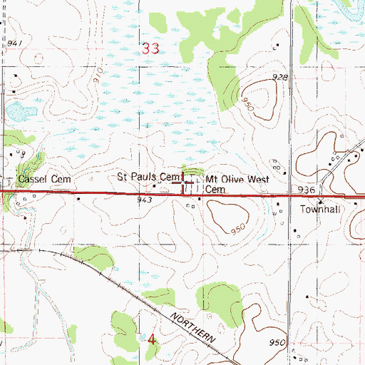 Topographic Map of Saint Pauls Cemetery, MN