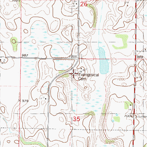 Topographic Map of Evangelical Cemetery, MN