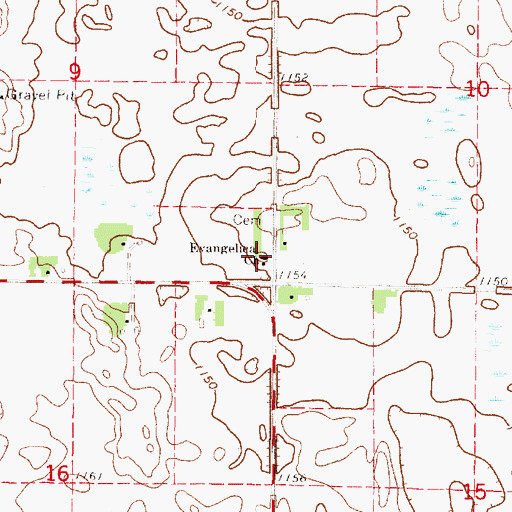 Topographic Map of Evangelical Church, MN
