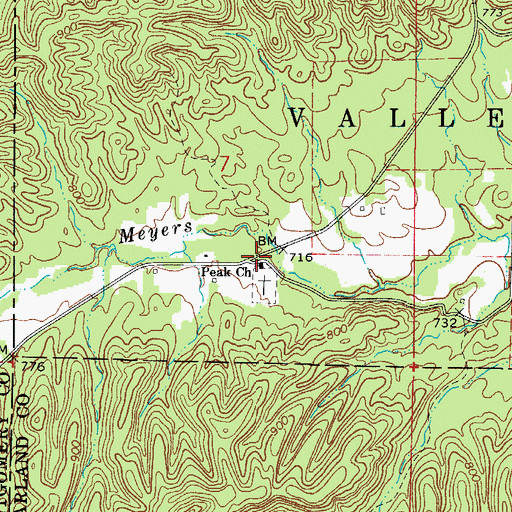 Topographic Map of Peak, AR