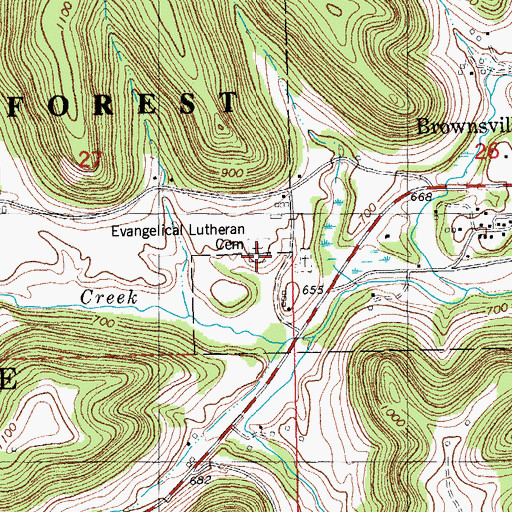 Topographic Map of Evangelical Lutheran Cemetery, MN