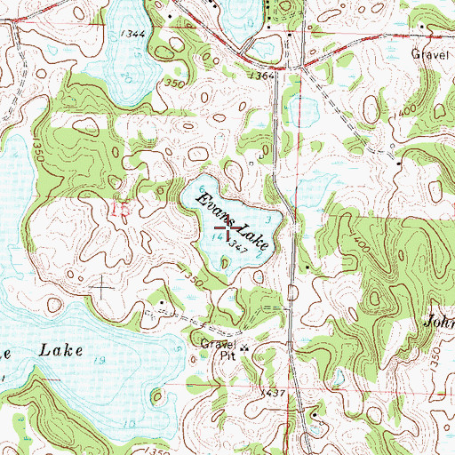 Topographic Map of Evans Lake, MN