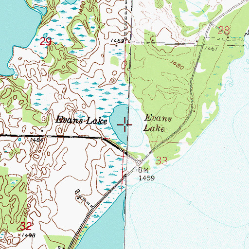 Topographic Map of Evans Lake, MN