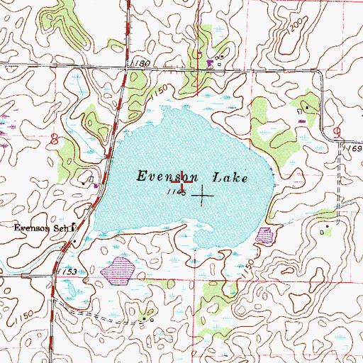 Topographic Map of Evenson Lake, MN