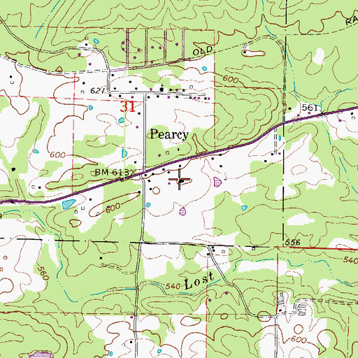 Topographic Map of Pearcy Baptist Church, AR