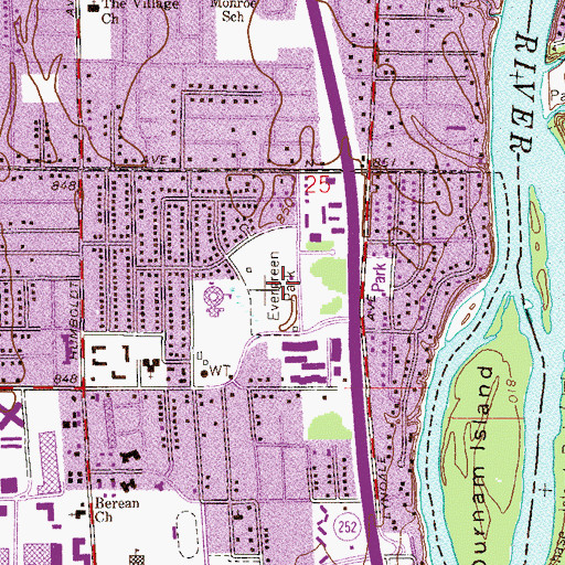 Topographic Map of Evergreen Park, MN