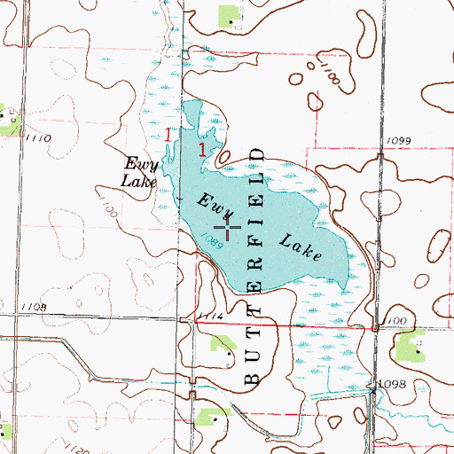 Topographic Map of Ewy Lake, MN