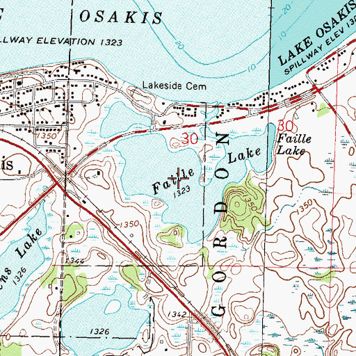 Topographic Map of Faille Lake, MN