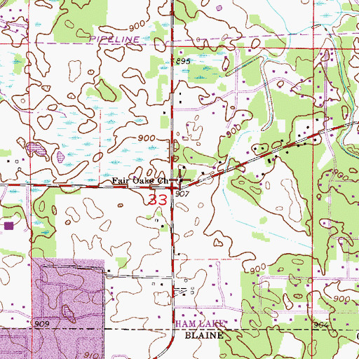 Topographic Map of Fair Oaks Church, MN