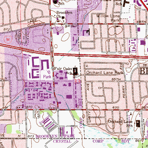 Topographic Map of Fair Oaks Elementary School, MN