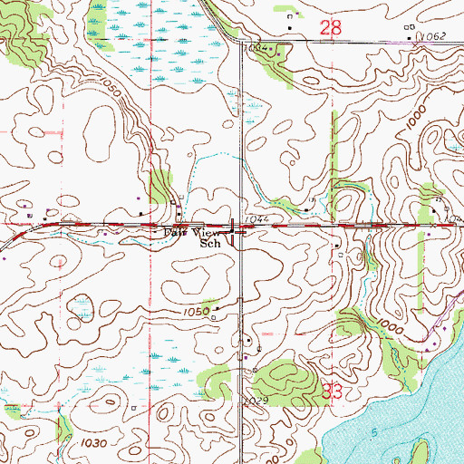 Topographic Map of Fair View School, MN