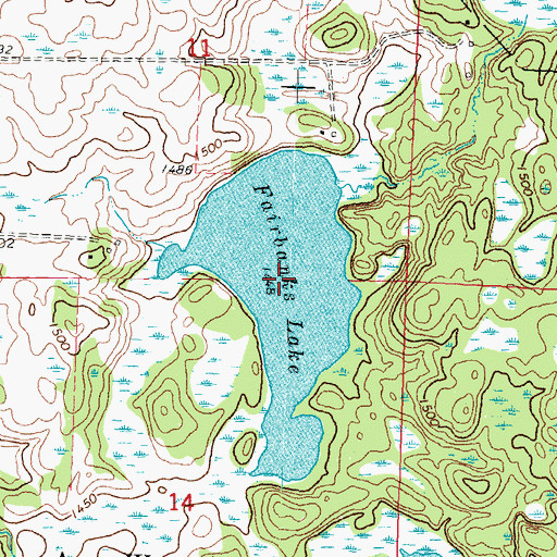 Topographic Map of Fairbanks Lake, MN