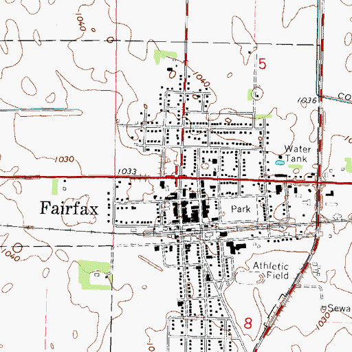 Topographic Map of Fairfax, MN