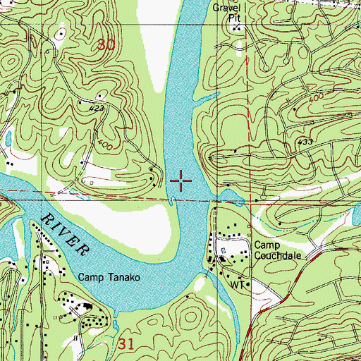 Topographic Map of Ross Ferry (historical), AR