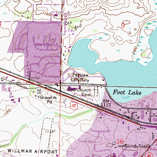 Topographic Map of Fairview Cemetery, MN