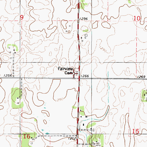 Topographic Map of Fairview Cemetery, MN