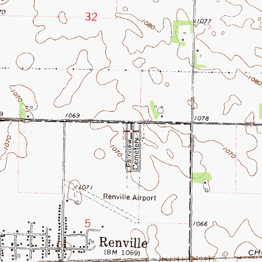 Topographic Map of Fairview Cemetery, MN